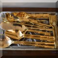 S01d. Assorted goldtone bamboo flatware and serving pieces - $75 